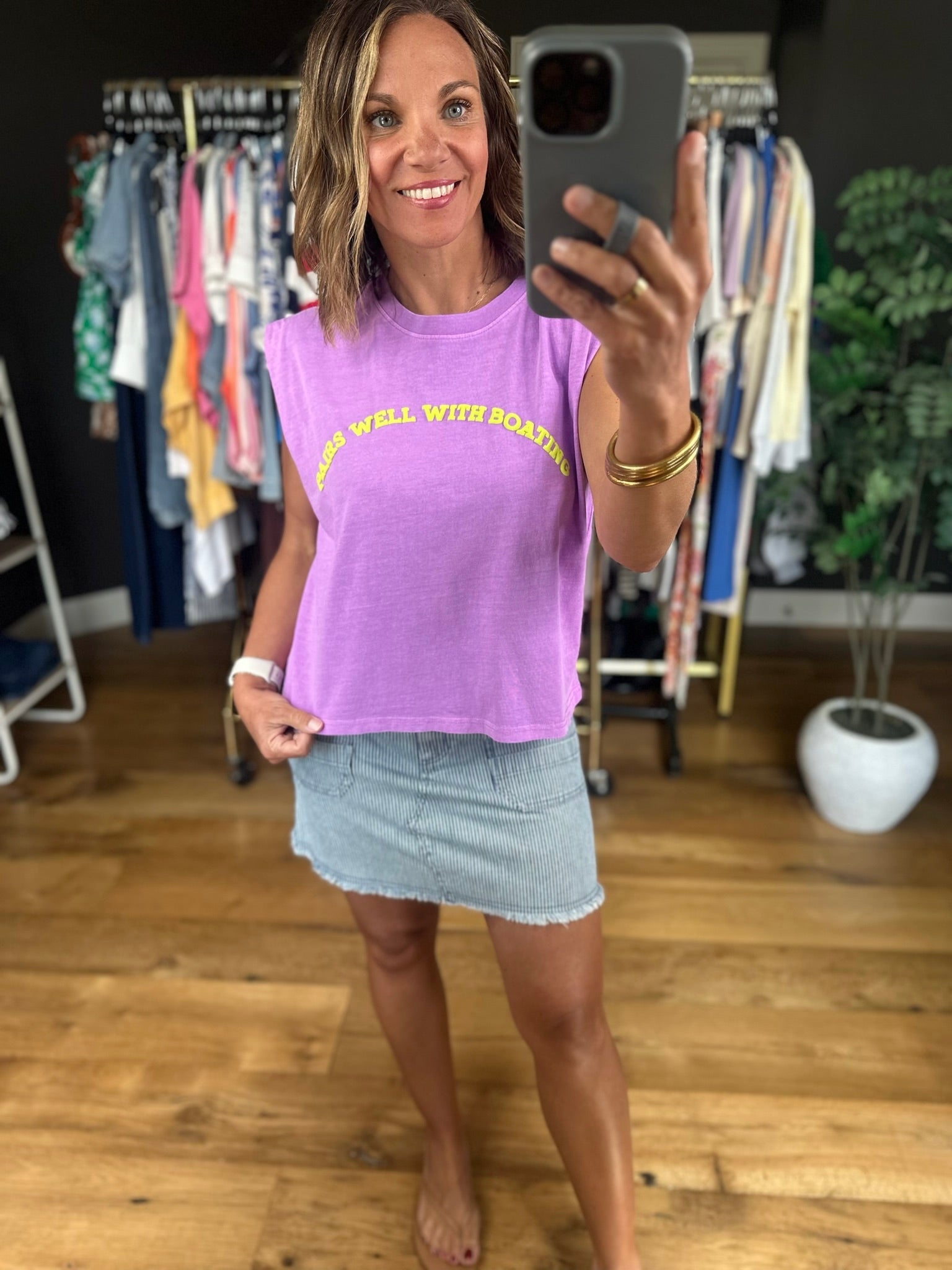 Pairs Well With Boating Muscle Tank-Sleeveless-poppy & pine-Anna Kaytes Boutique, Women's Fashion Boutique in Grinnell, Iowa