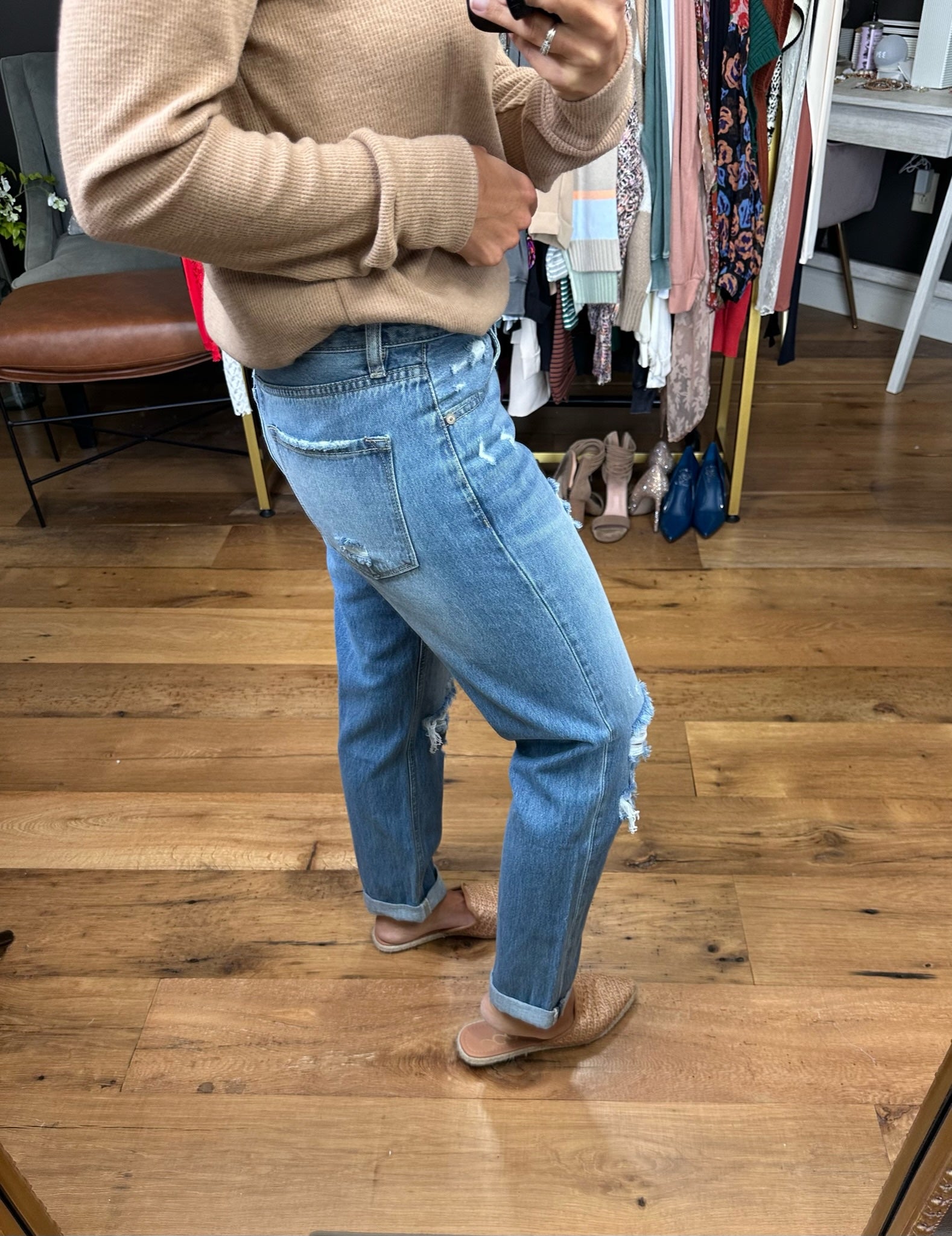 The Gwen Mid-Rise Classic Boyfriend Double Hem Denim-Jeans-KanCan KC8654M-Anna Kaytes Boutique, Women's Fashion Boutique in Grinnell, Iowa