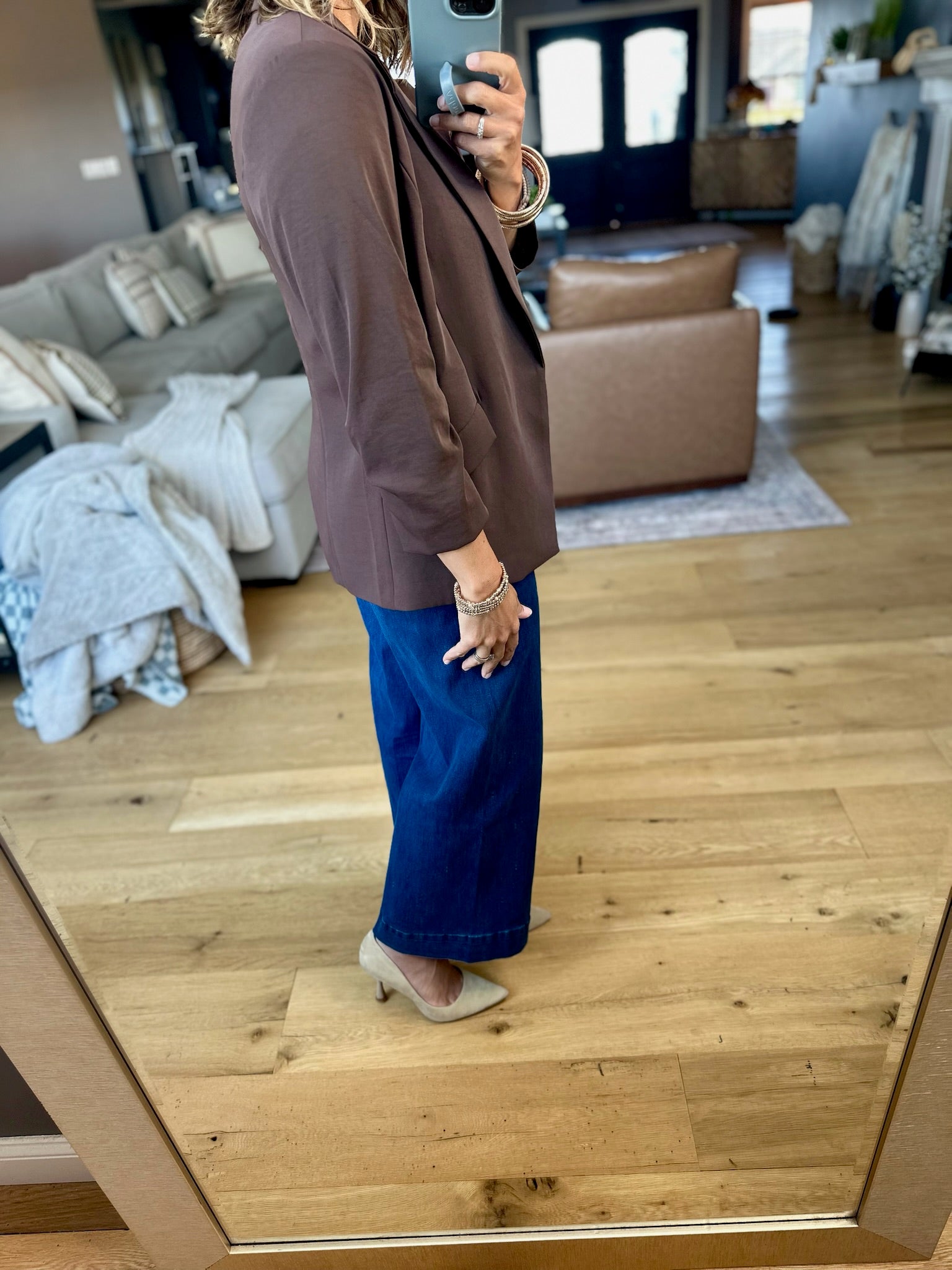 Daytime Decisions 3/4 Sleeve Blazer-Skies Are Blue-Anna Kaytes Boutique, Women's Fashion Boutique in Grinnell, Iowa