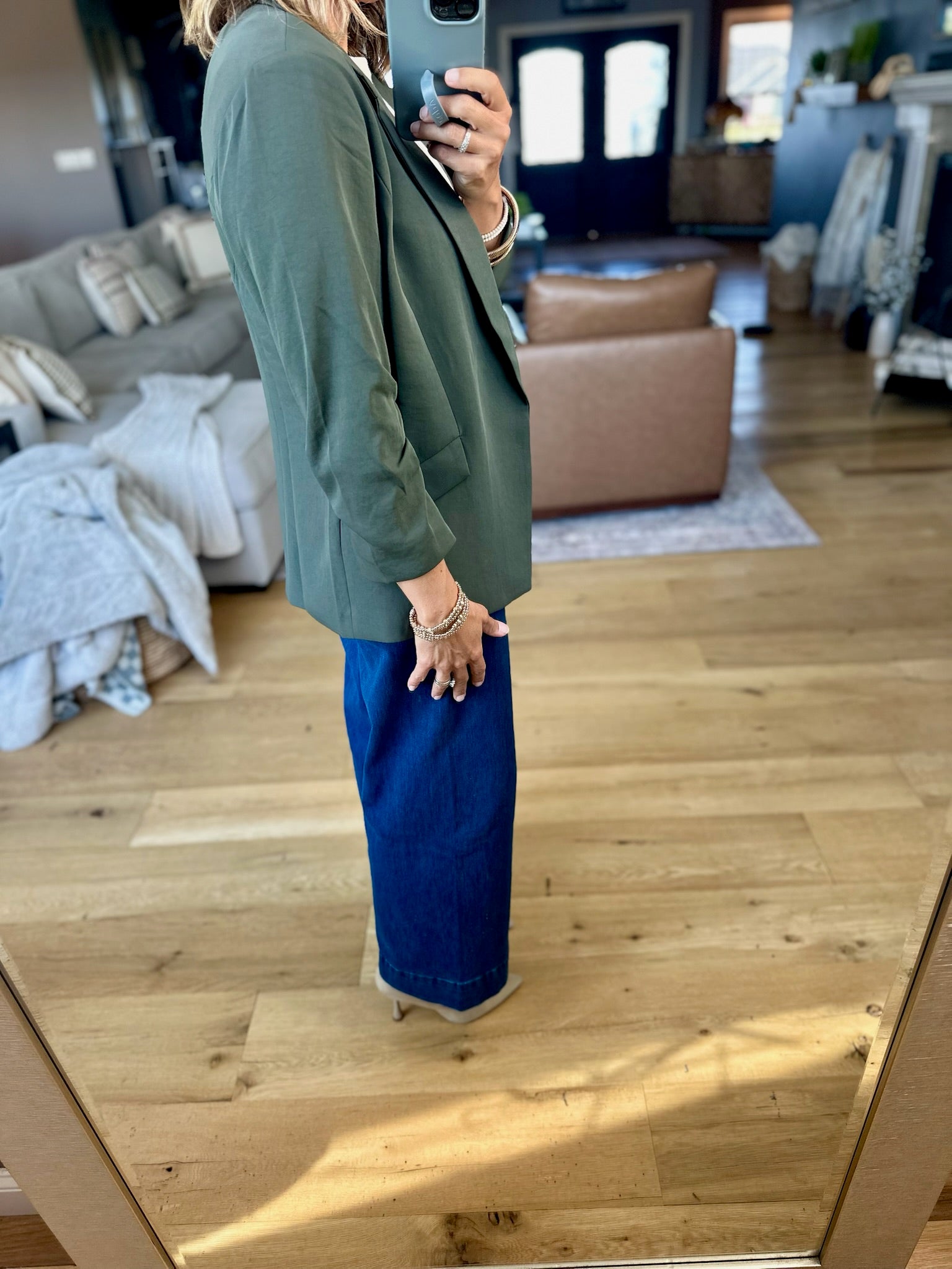 Daytime Decisions 3/4 Sleeve Blazer-Skies Are Blue-Anna Kaytes Boutique, Women's Fashion Boutique in Grinnell, Iowa