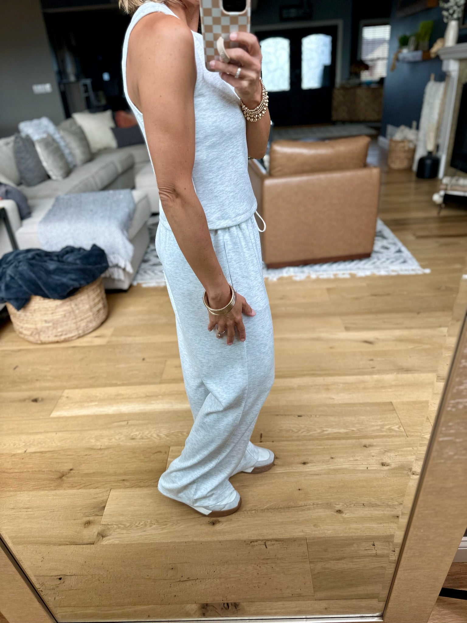 Long Time Comfort Tank+Pant Set - Heather Grey-Pants-Skies Are Blue-Anna Kaytes Boutique, Women's Fashion Boutique in Grinnell, Iowa