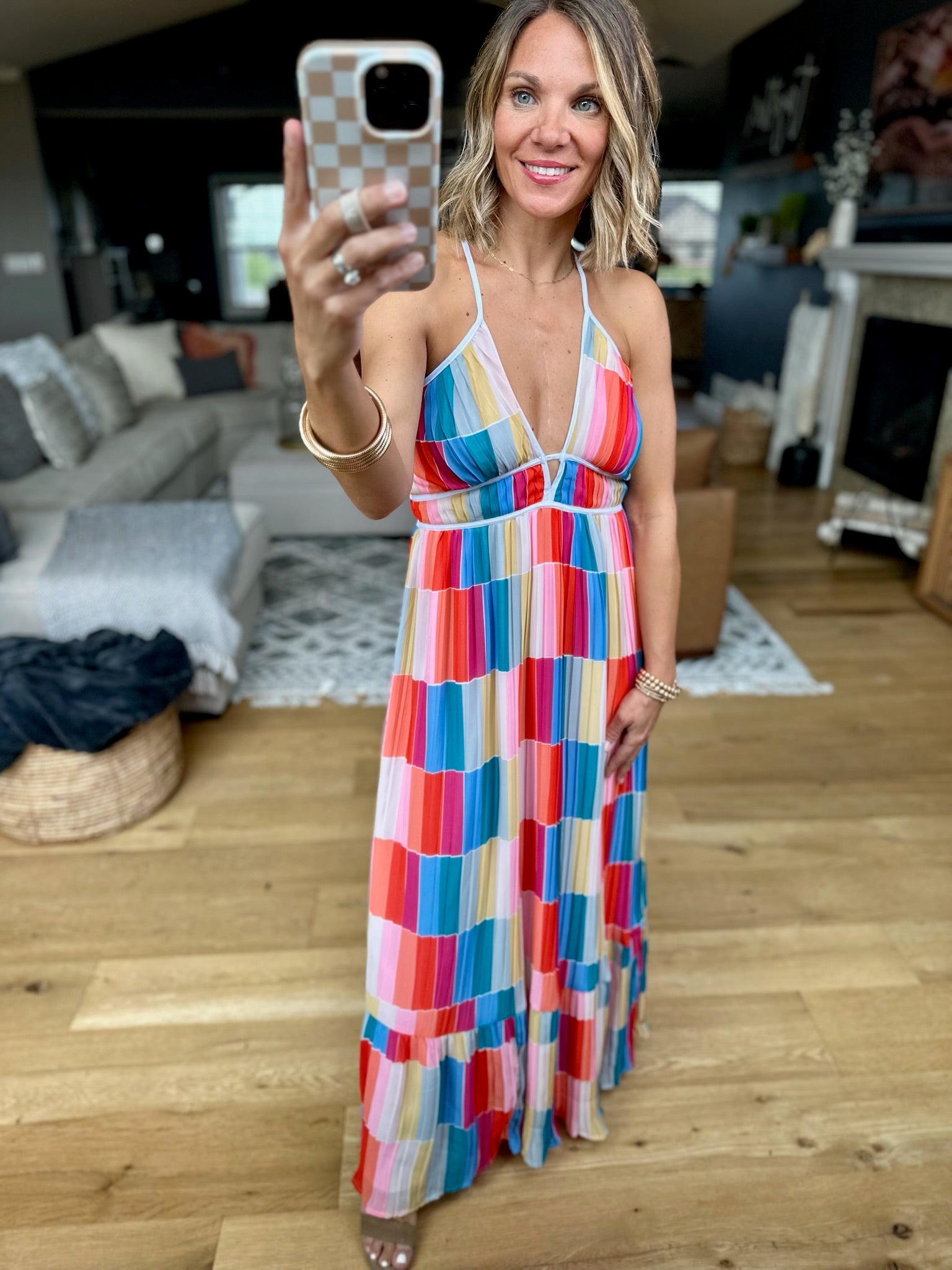 Gazing Out Patterned Maxi Dress - Multi-Fate-Anna Kaytes Boutique, Women's Fashion Boutique in Grinnell, Iowa