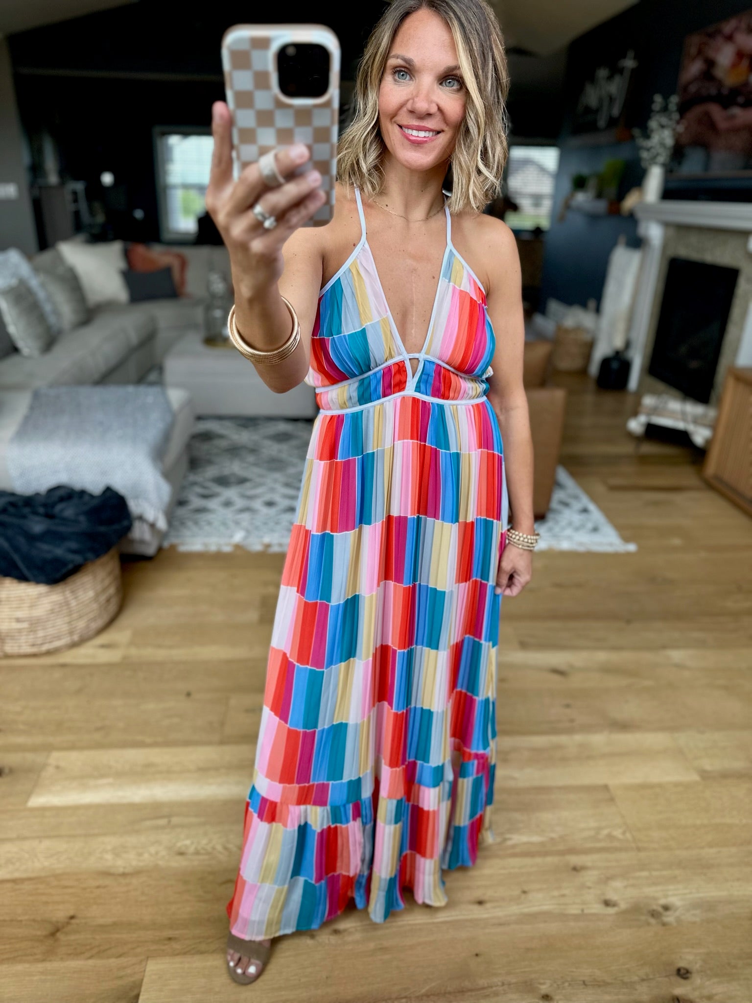 Gazing Out Patterned Maxi Dress - Multi-Fate-Anna Kaytes Boutique, Women's Fashion Boutique in Grinnell, Iowa