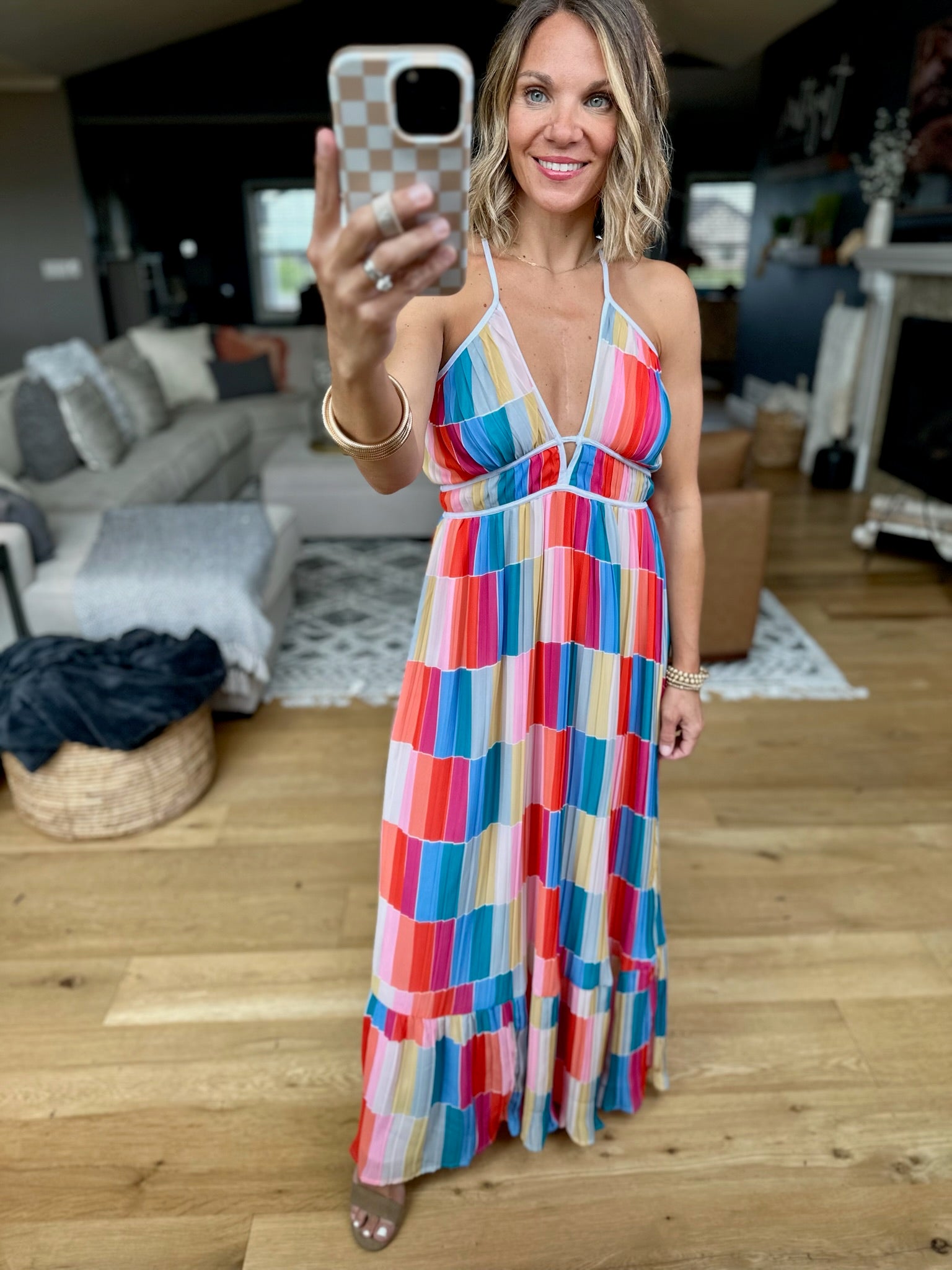 Gazing Out Patterned Maxi Dress - Multi-Fate-Anna Kaytes Boutique, Women's Fashion Boutique in Grinnell, Iowa