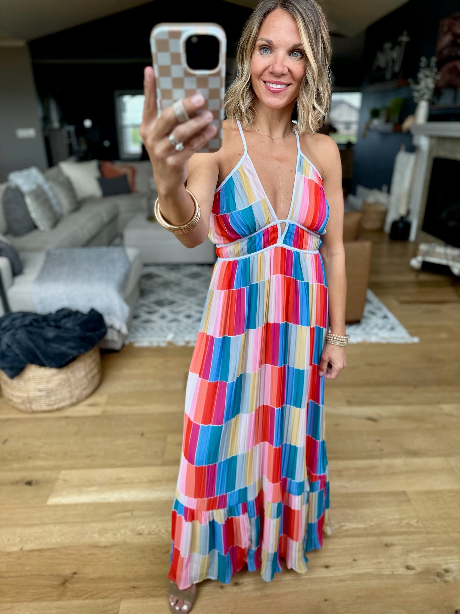 Gazing Out Patterned Maxi Dress - Multi-Fate-Anna Kaytes Boutique, Women's Fashion Boutique in Grinnell, Iowa