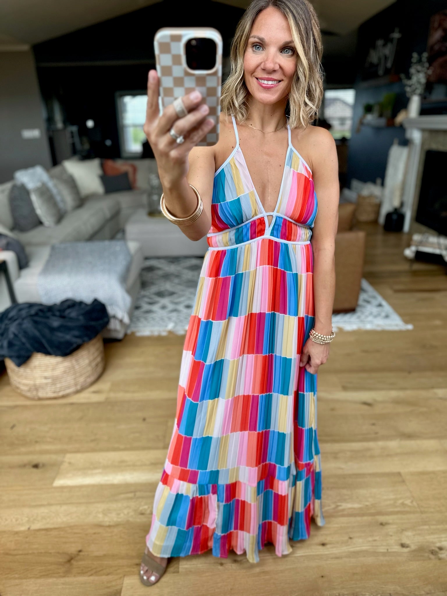 Gazing Out Patterned Maxi Dress - Multi-Fate-Anna Kaytes Boutique, Women's Fashion Boutique in Grinnell, Iowa