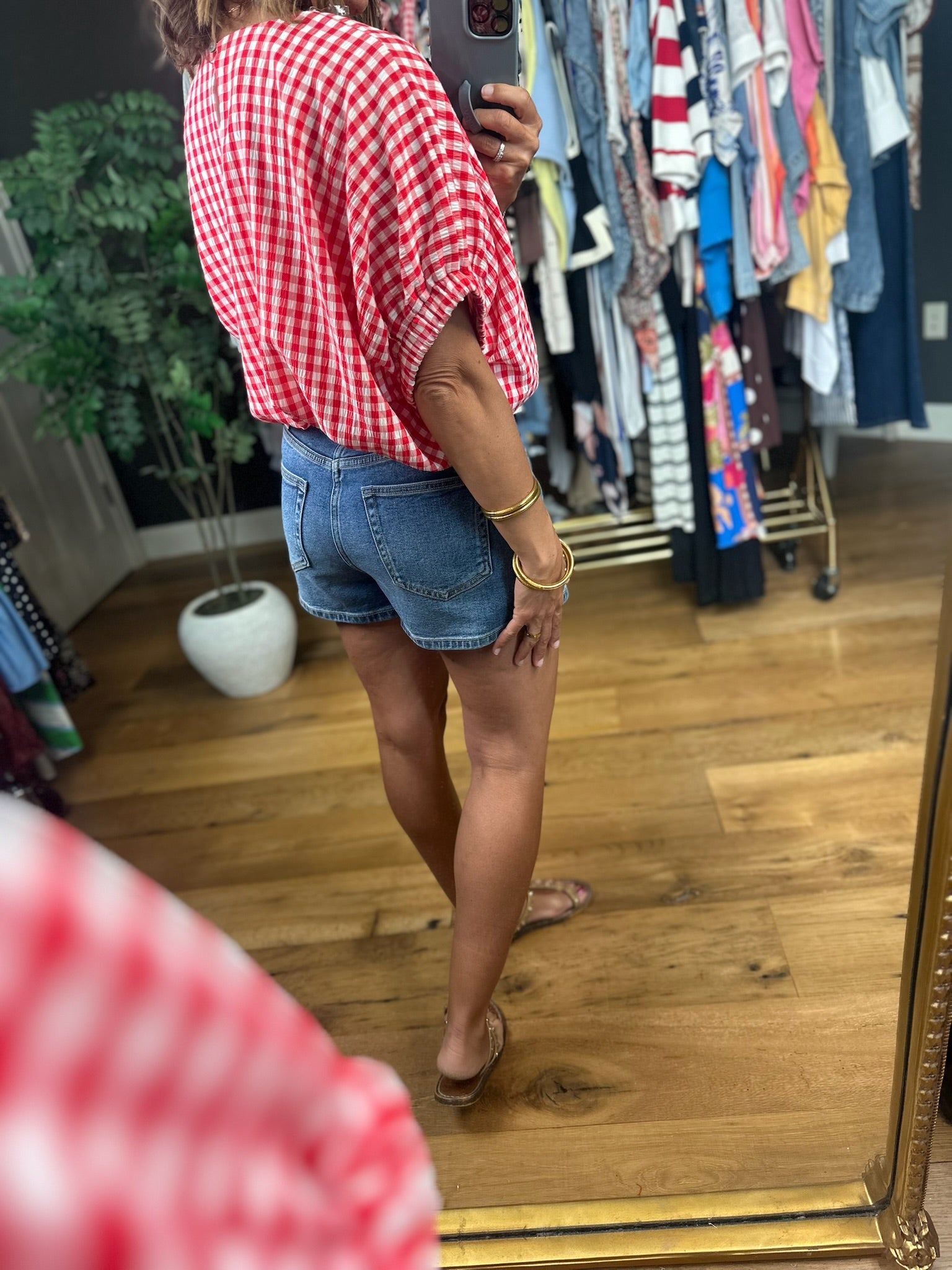Weekend Stroll Gingham Bubble-Hem Top-Skirts-Entro-Anna Kaytes Boutique, Women's Fashion Boutique in Grinnell, Iowa