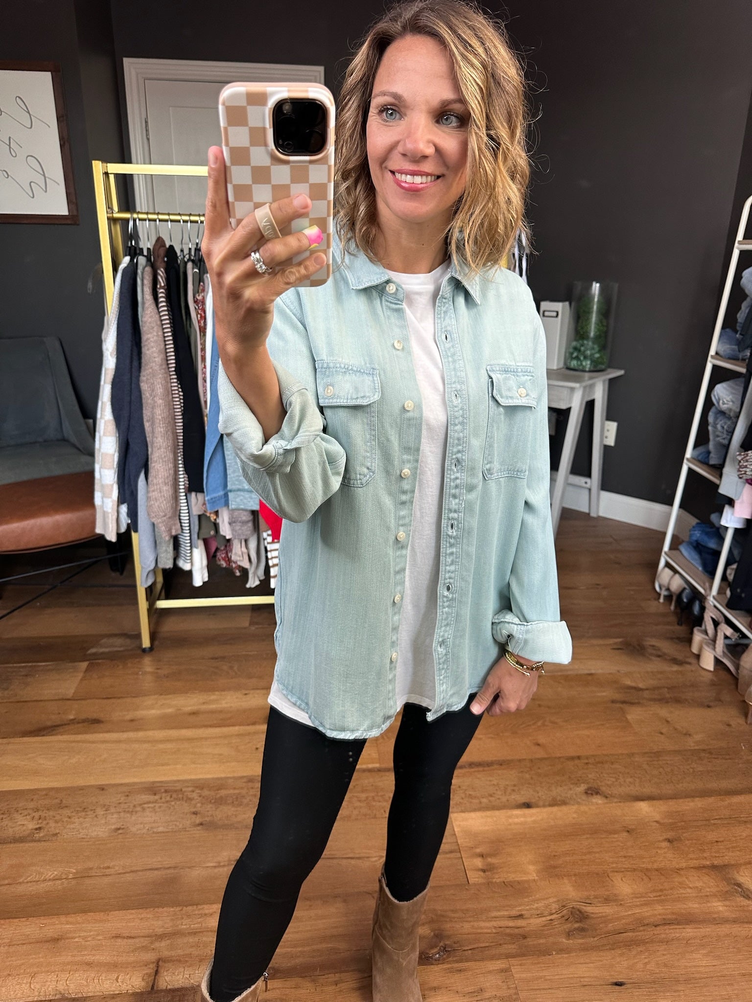 Lead The Way Tencel Shacket - Light Wash Denim-Thread & Supply-Anna Kaytes Boutique, Women's Fashion Boutique in Grinnell, Iowa