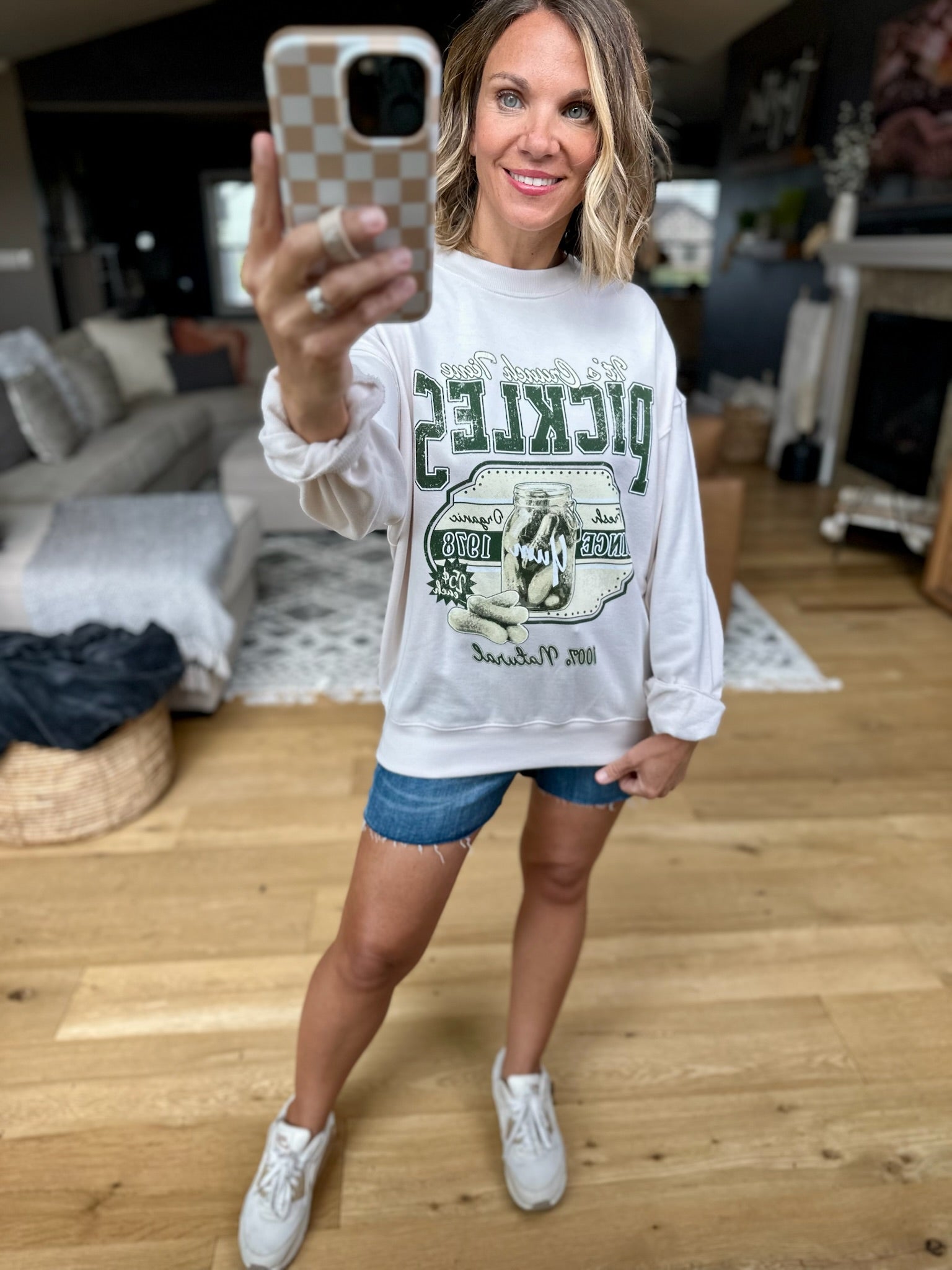 Crunch Time Pickle Crewneck-Sweaters-Tres Bien-Anna Kaytes Boutique, Women's Fashion Boutique in Grinnell, Iowa