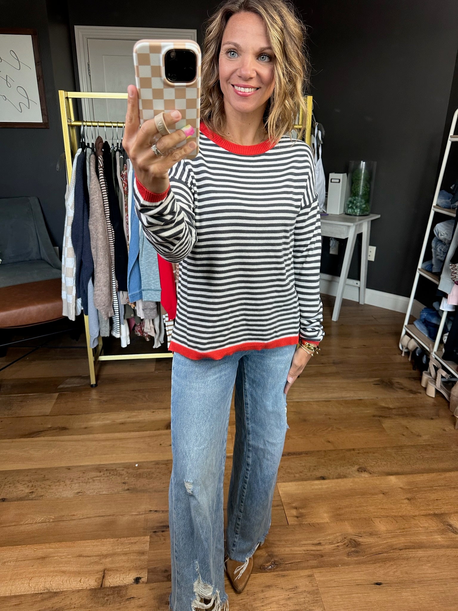 Long Haul Striped Long Sleeve Top - Tomato-Staccato-Anna Kaytes Boutique, Women's Fashion Boutique in Grinnell, Iowa