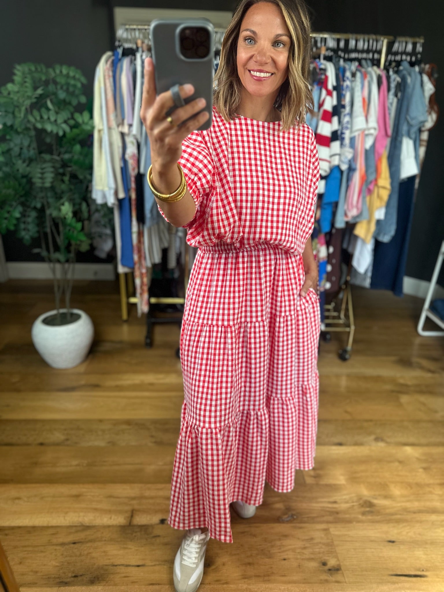 Weekend Stroll Gingham Skirt-Skirts-Entro-Anna Kaytes Boutique, Women's Fashion Boutique in Grinnell, Iowa