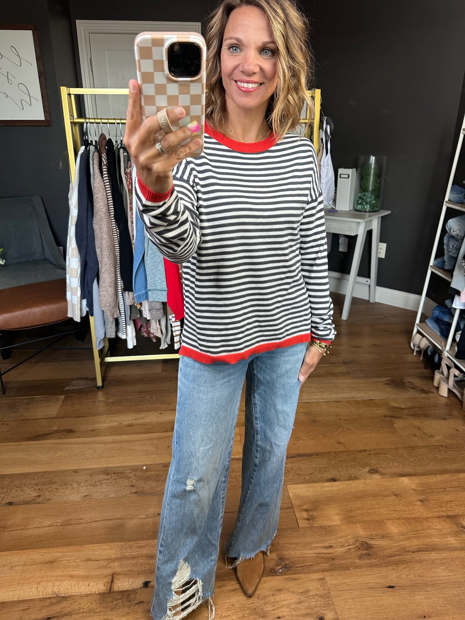 Long Haul Striped Long Sleeve Top - Tomato-Staccato-Anna Kaytes Boutique, Women's Fashion Boutique in Grinnell, Iowa