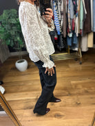 The Pretty Path V-Neck Top-Long Sleeves-Blu Pepper-Anna Kaytes Boutique, Women's Fashion Boutique in Grinnell, Iowa