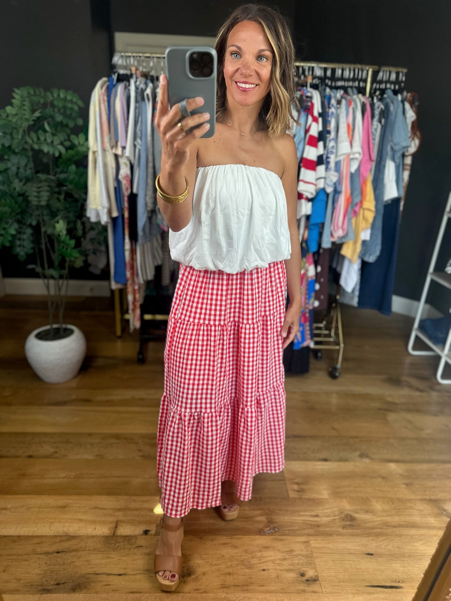 Weekend Stroll Gingham Skirt-Skirts-Entro-Anna Kaytes Boutique, Women's Fashion Boutique in Grinnell, Iowa