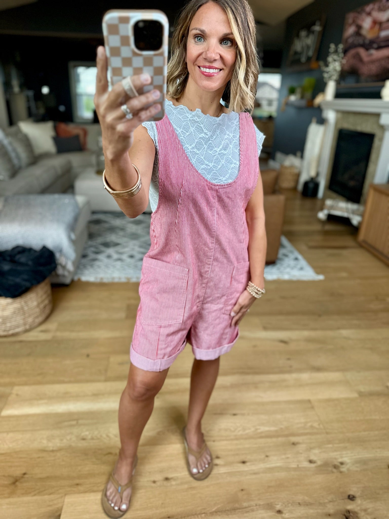 Wherever You Go Pocket Romper - Red/White-Wishlist-Anna Kaytes Boutique, Women's Fashion Boutique in Grinnell, Iowa