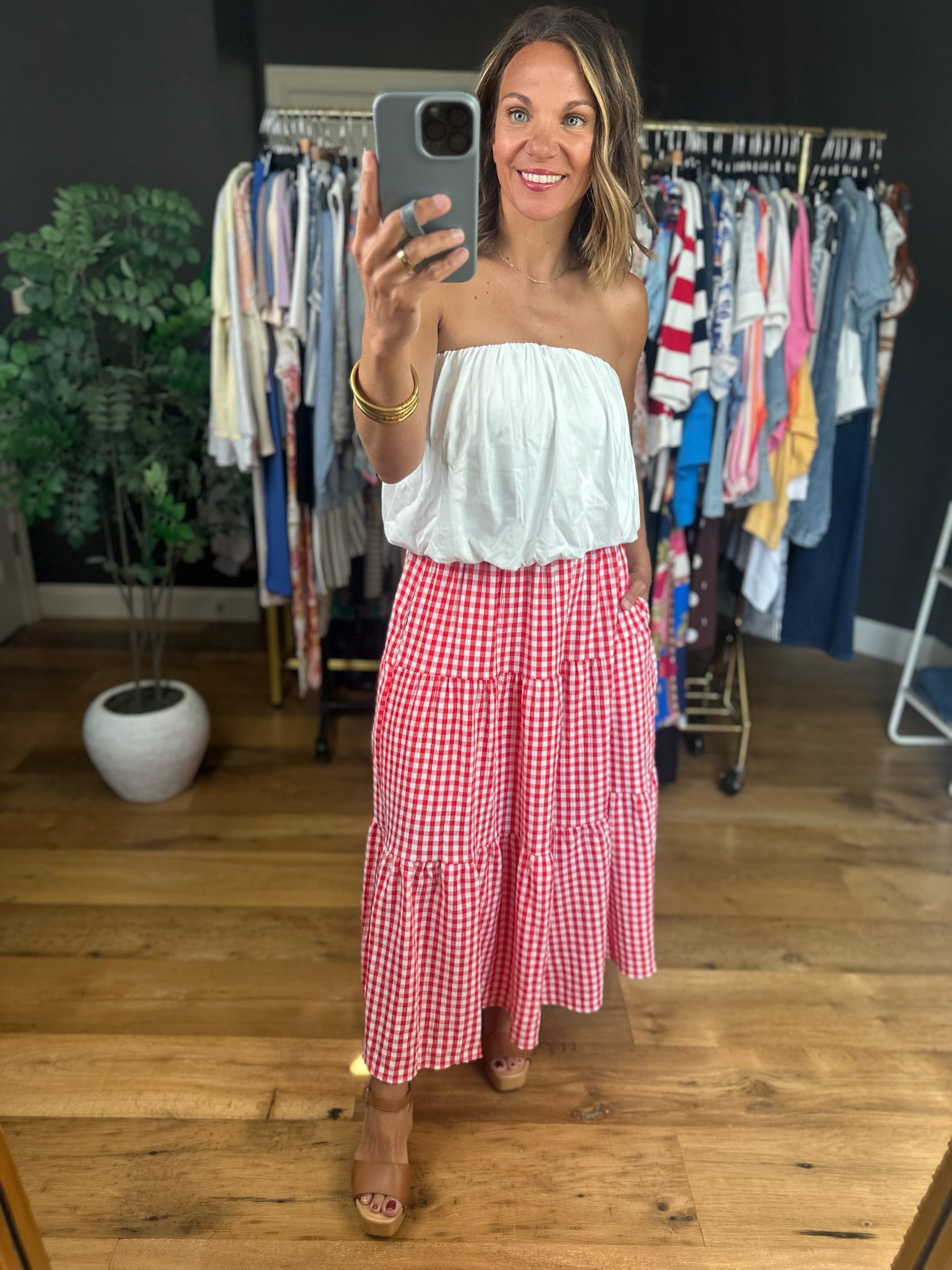 Weekend Stroll Gingham Skirt-Skirts-Entro-Anna Kaytes Boutique, Women's Fashion Boutique in Grinnell, Iowa