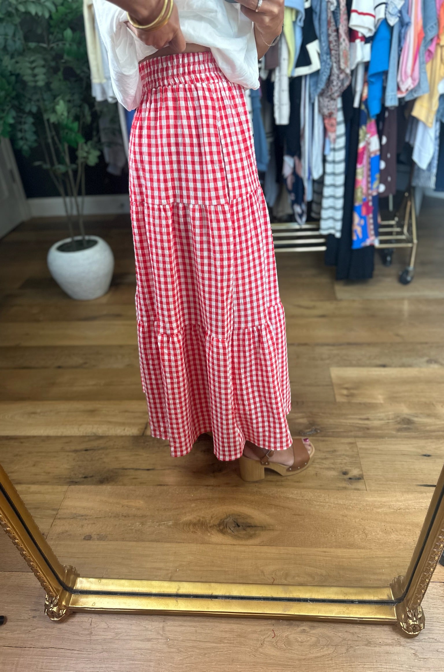 Weekend Stroll Gingham Skirt-Skirts-Entro-Anna Kaytes Boutique, Women's Fashion Boutique in Grinnell, Iowa