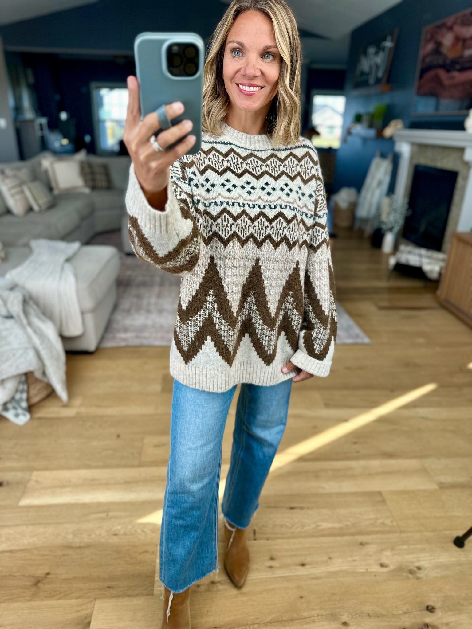 Means More Fair Isle Crewneck Sweater-Anniewear-Anna Kaytes Boutique, Women's Fashion Boutique in Grinnell, Iowa