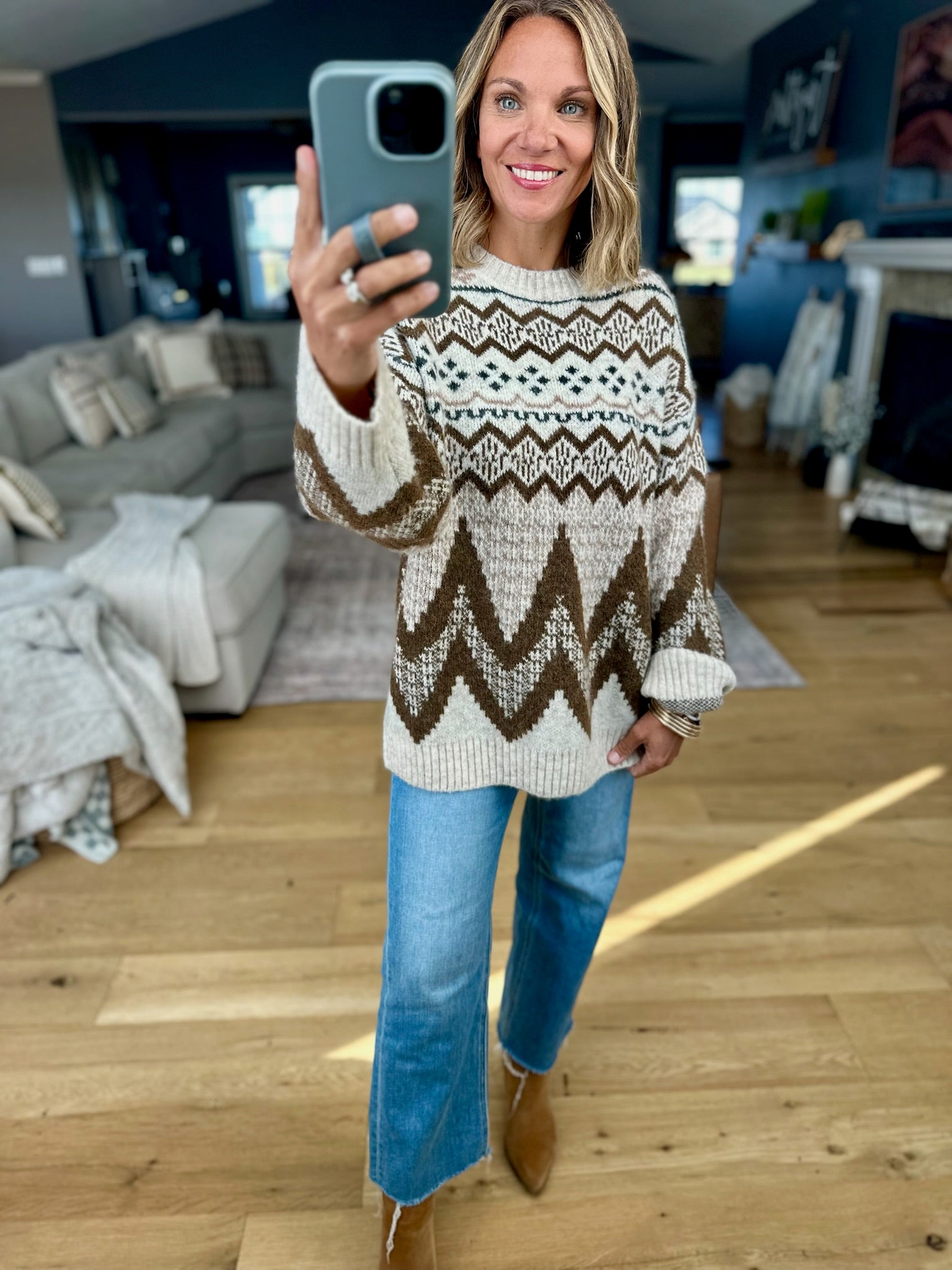 Means More Fair Isle Crewneck Sweater-Anniewear-Anna Kaytes Boutique, Women's Fashion Boutique in Grinnell, Iowa