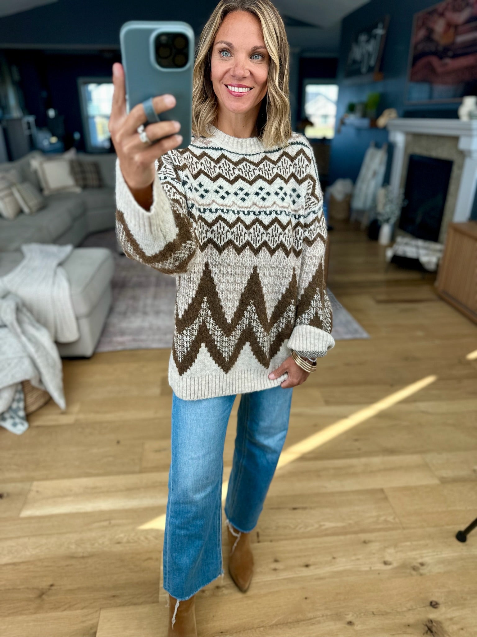 Means More Fair Isle Crewneck Sweater-Anniewear-Anna Kaytes Boutique, Women's Fashion Boutique in Grinnell, Iowa