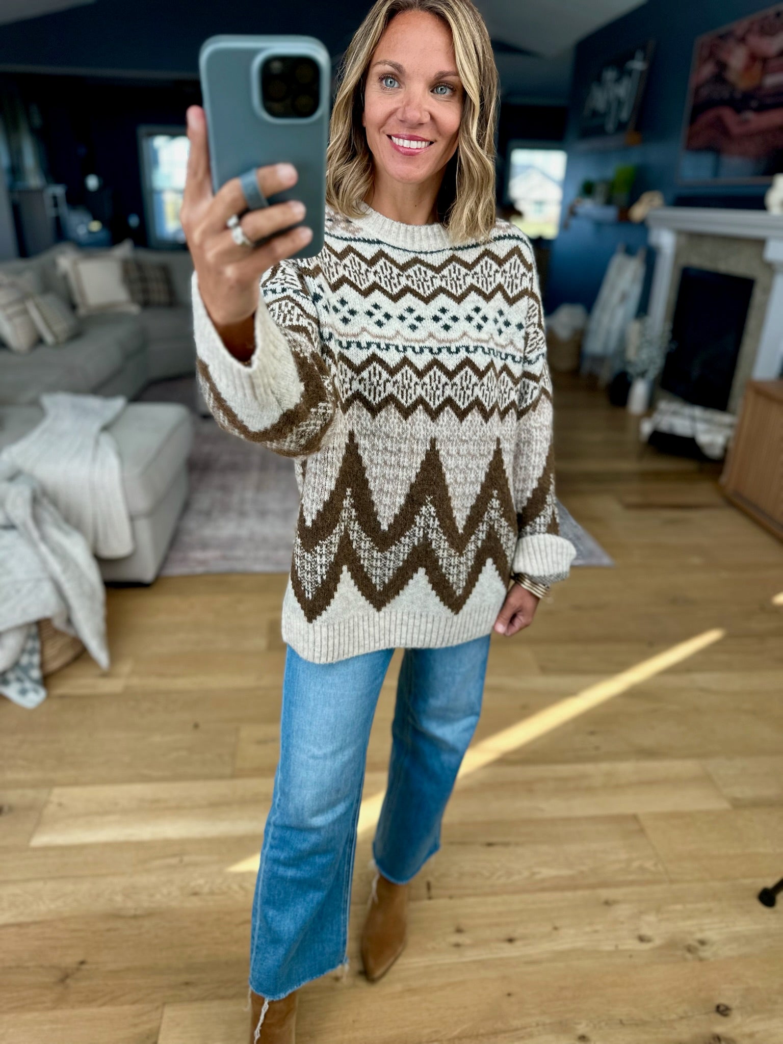 Means More Fair Isle Crewneck Sweater-Anniewear-Anna Kaytes Boutique, Women's Fashion Boutique in Grinnell, Iowa