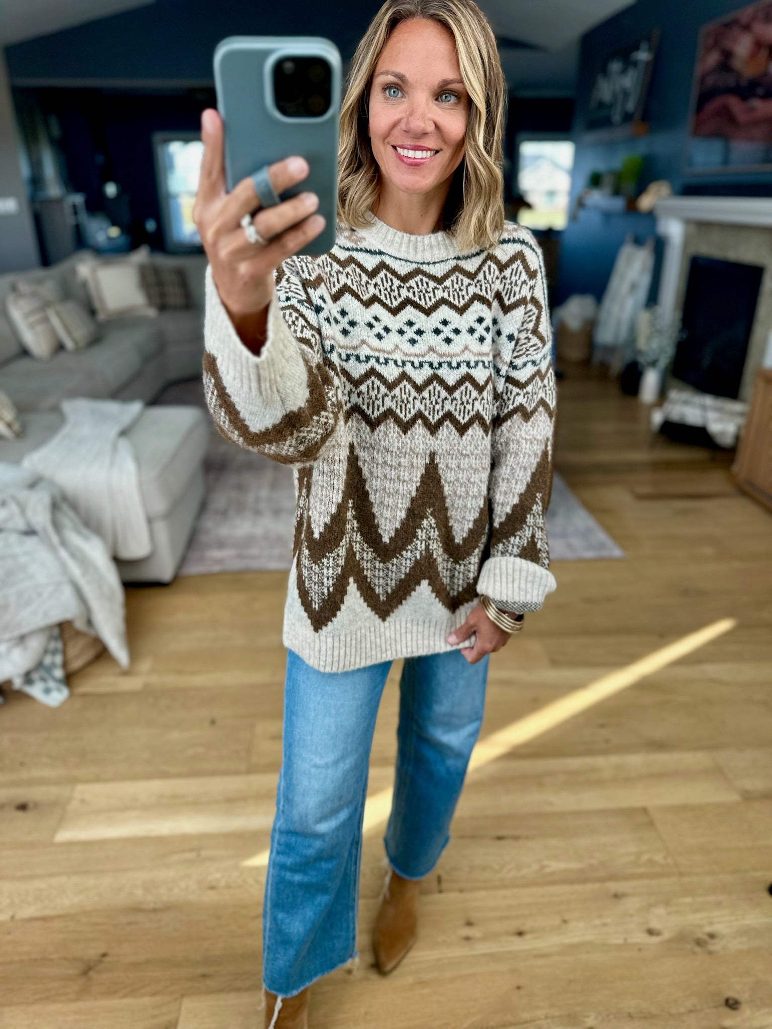 Means More Fair Isle Crewneck Sweater-Anniewear-Anna Kaytes Boutique, Women's Fashion Boutique in Grinnell, Iowa