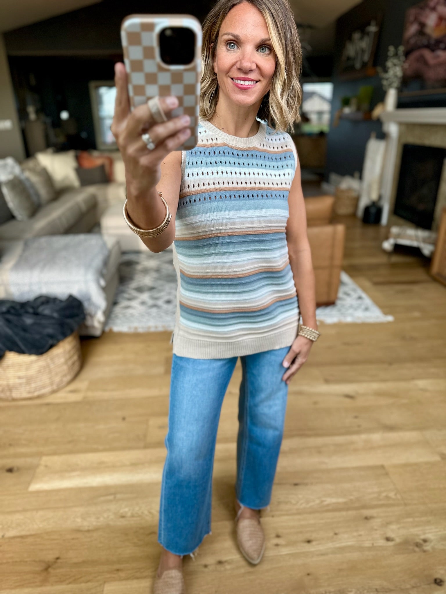 Making Moments Striped Knit Top - Slate blue-Staccato-Anna Kaytes Boutique, Women's Fashion Boutique in Grinnell, Iowa