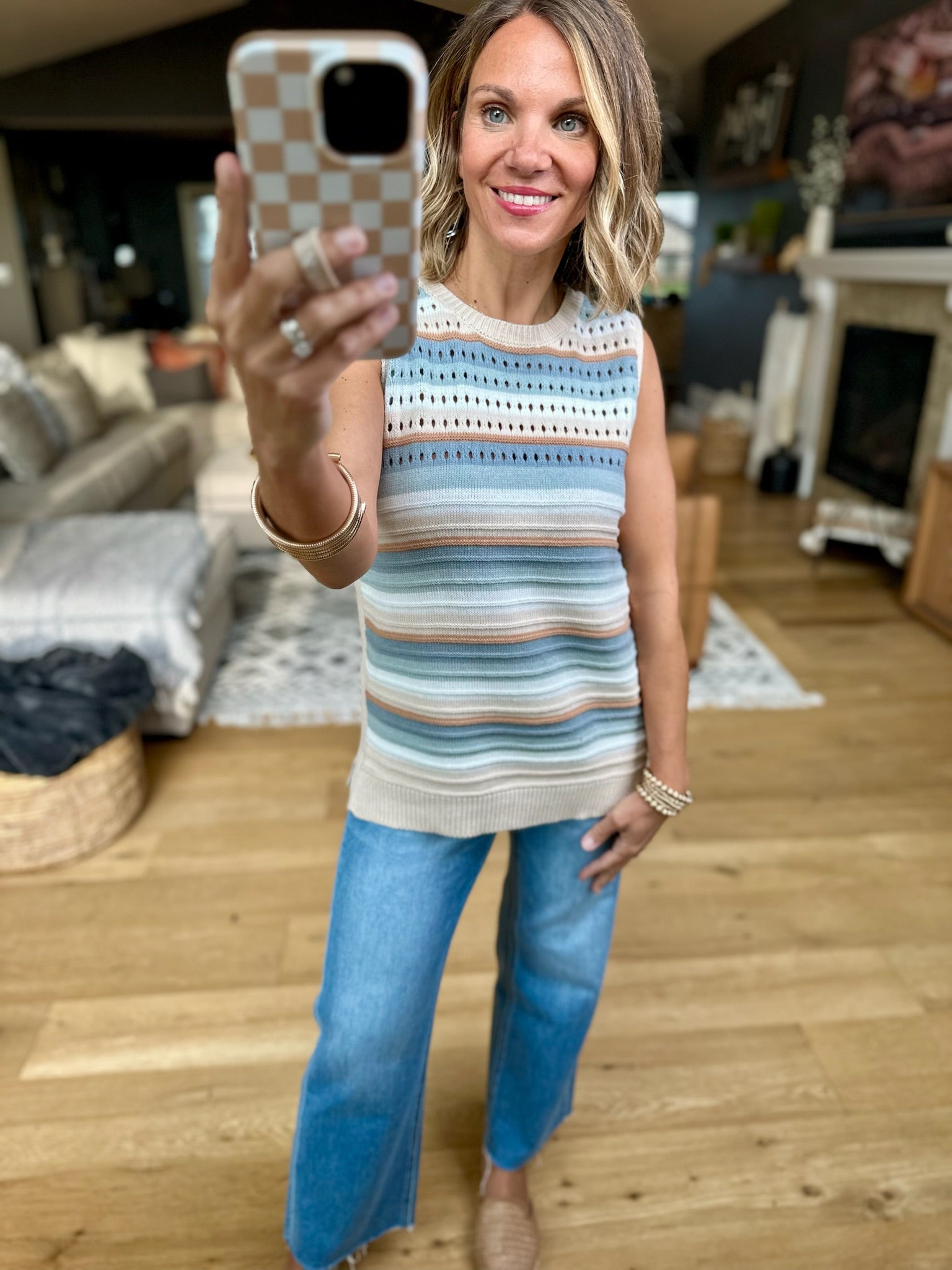 Making Moments Striped Knit Top - Slate blue-Staccato-Anna Kaytes Boutique, Women's Fashion Boutique in Grinnell, Iowa