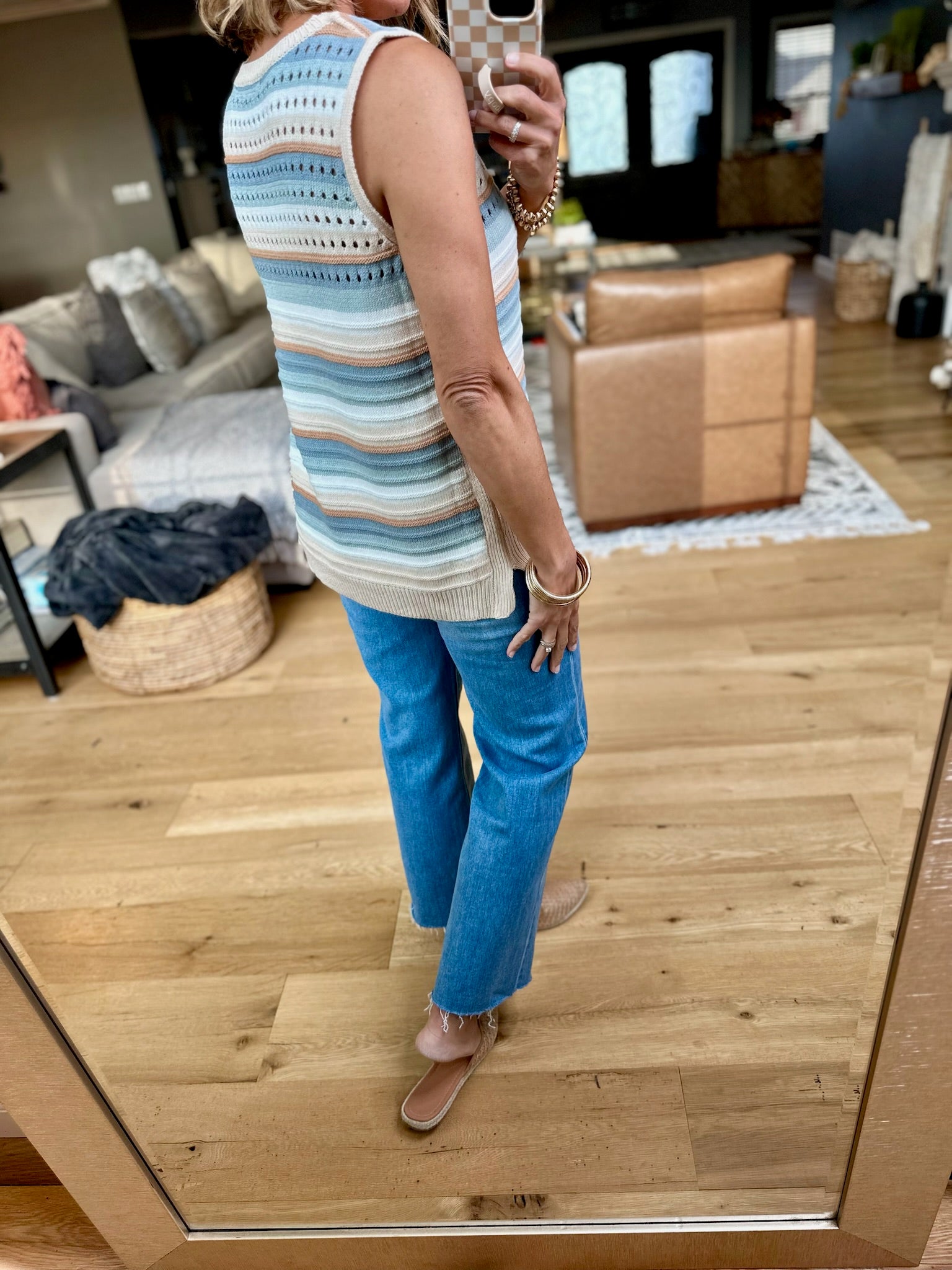 Making Moments Striped Knit Top - Slate blue-Staccato-Anna Kaytes Boutique, Women's Fashion Boutique in Grinnell, Iowa