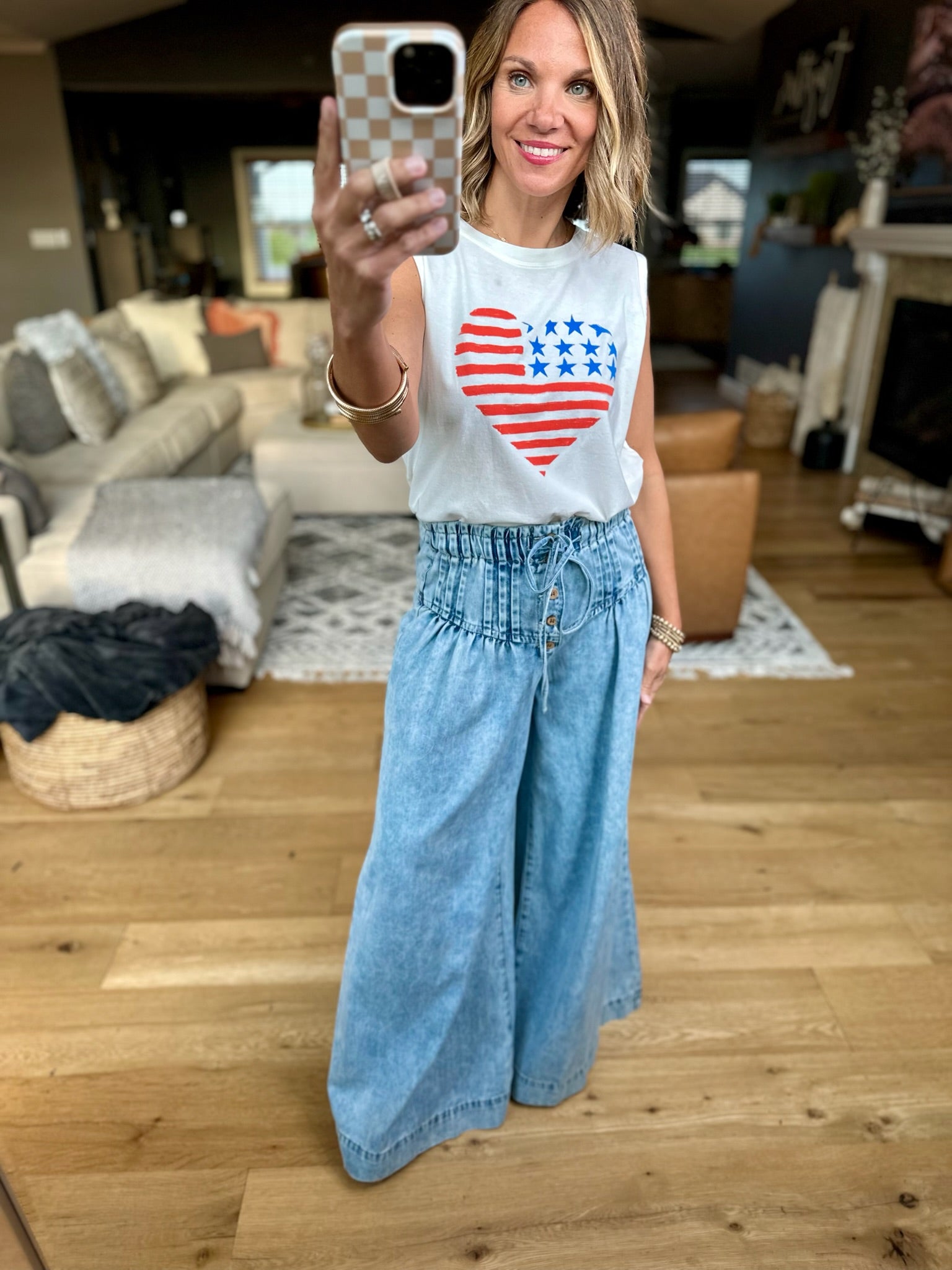 Stars & Stripes La Mer Tank - Sea Salt-Top-Z Supply-Anna Kaytes Boutique, Women's Fashion Boutique in Grinnell, Iowa