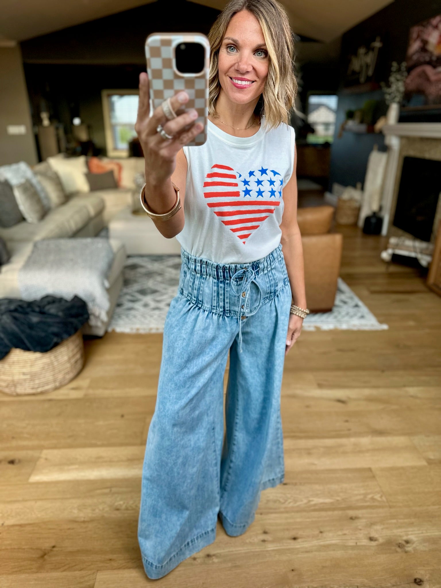 Stars & Stripes La Mer Tank - Sea Salt-Top-Z Supply-Anna Kaytes Boutique, Women's Fashion Boutique in Grinnell, Iowa