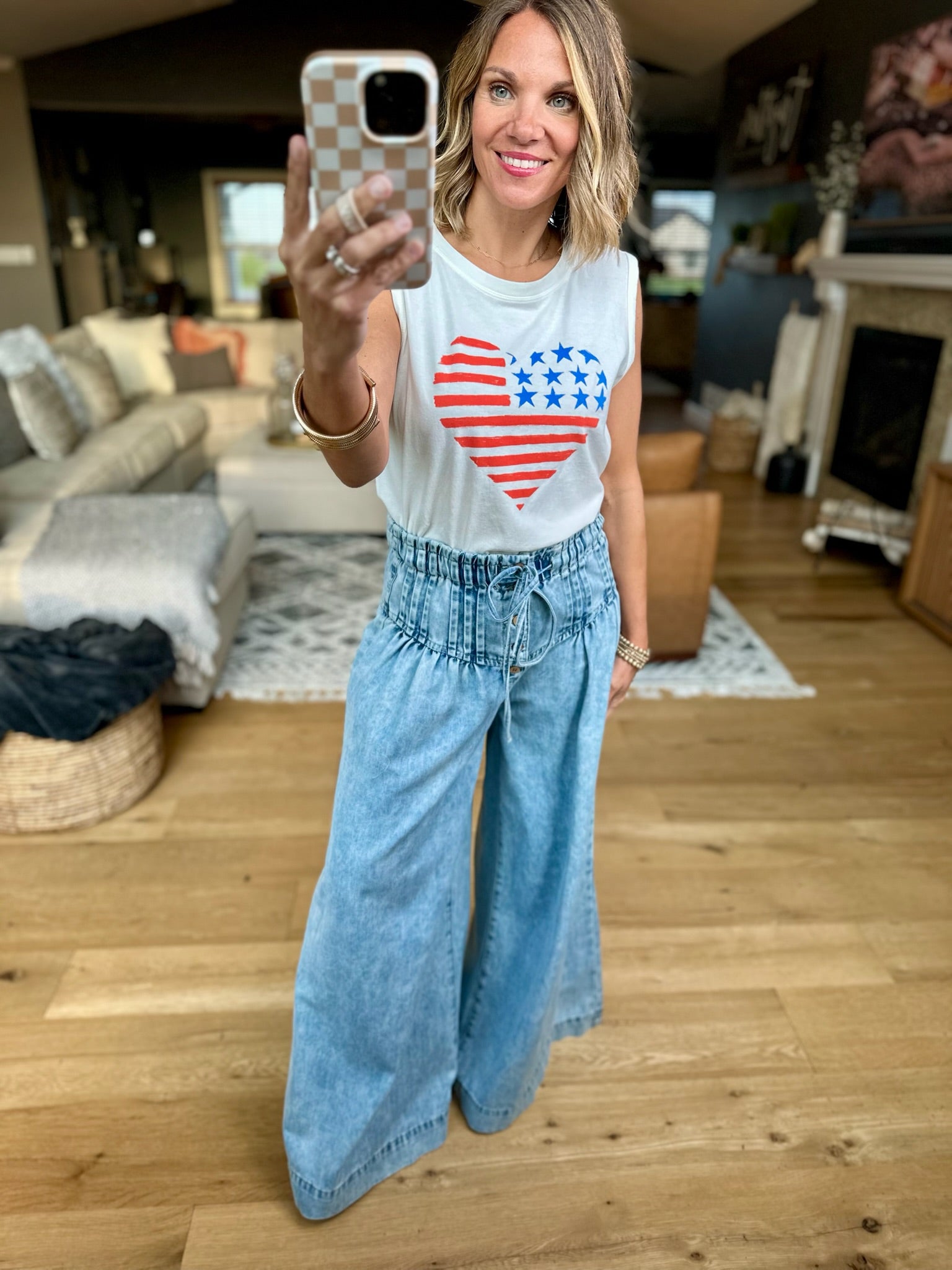 Stars & Stripes La Mer Tank - Sea Salt-Top-Z Supply-Anna Kaytes Boutique, Women's Fashion Boutique in Grinnell, Iowa