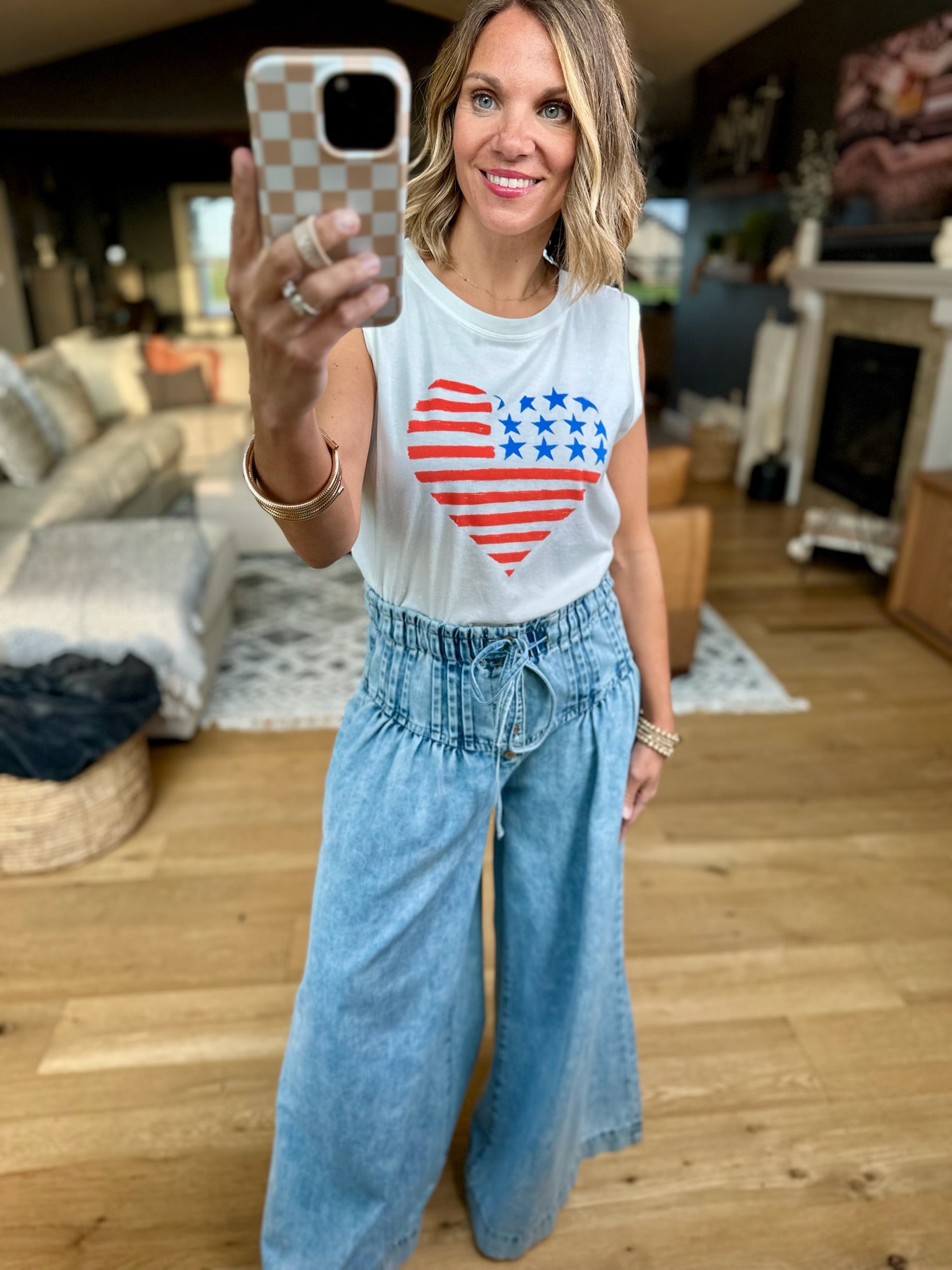 Stars & Stripes La Mer Tank - Sea Salt-Top-Z Supply-Anna Kaytes Boutique, Women's Fashion Boutique in Grinnell, Iowa