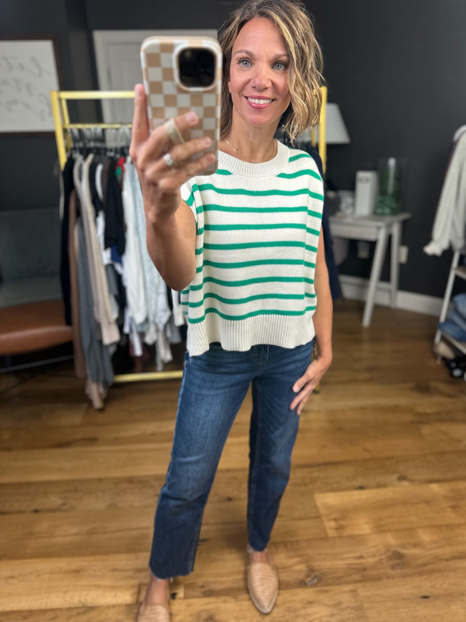 Anything In the World Striped Cap-Sleeve Knit Top - Multiple Options-Entro-Anna Kaytes Boutique, Women's Fashion Boutique in Grinnell, Iowa