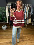 Sure Of This Striped Crew Sweatshirt-Sweaters-Easel-Anna Kaytes Boutique, Women's Fashion Boutique in Grinnell, Iowa