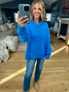 Better In Blue Knit Hoodie-Wishlist-Anna Kaytes Boutique, Women's Fashion Boutique in Grinnell, Iowa