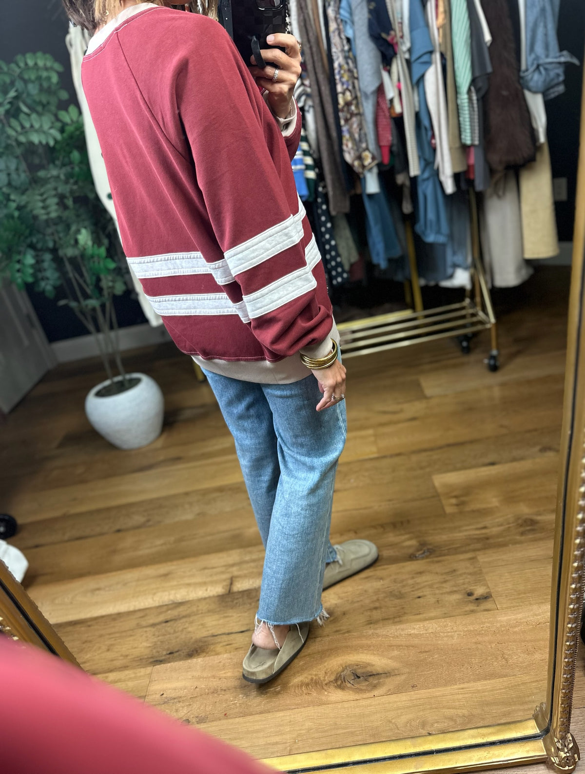 Sure Of This Striped Crew Sweatshirt-Sweaters-Easel-Anna Kaytes Boutique, Women's Fashion Boutique in Grinnell, Iowa