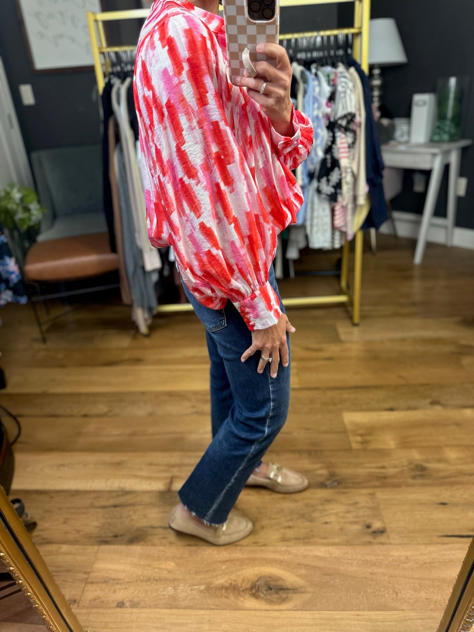 The Truth Is Patterned Top - Sunset Red-Eesome-Anna Kaytes Boutique, Women's Fashion Boutique in Grinnell, Iowa