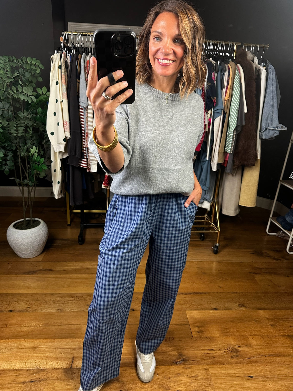 The Elaina Plaid Pocket Pants-Pants-Wishlist-Anna Kaytes Boutique, Women's Fashion Boutique in Grinnell, Iowa