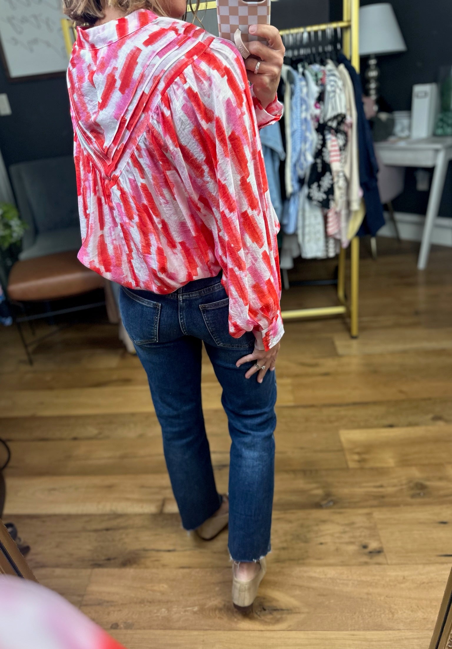 The Truth Is Patterned Top - Sunset Red-Eesome-Anna Kaytes Boutique, Women's Fashion Boutique in Grinnell, Iowa