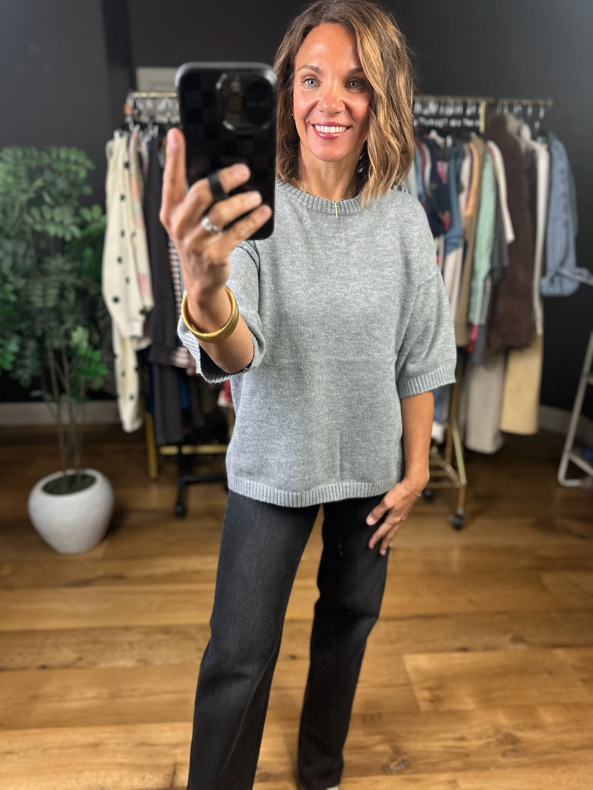 Downtown Beginnings Short Sleeve Knit Top-Sweaters-Staccato-Anna Kaytes Boutique, Women's Fashion Boutique in Grinnell, Iowa
