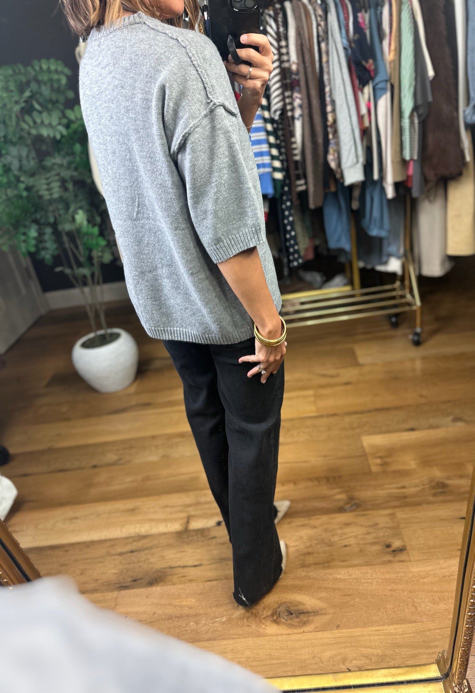 Downtown Beginnings Short Sleeve Knit Top-Sweaters-Staccato-Anna Kaytes Boutique, Women's Fashion Boutique in Grinnell, Iowa