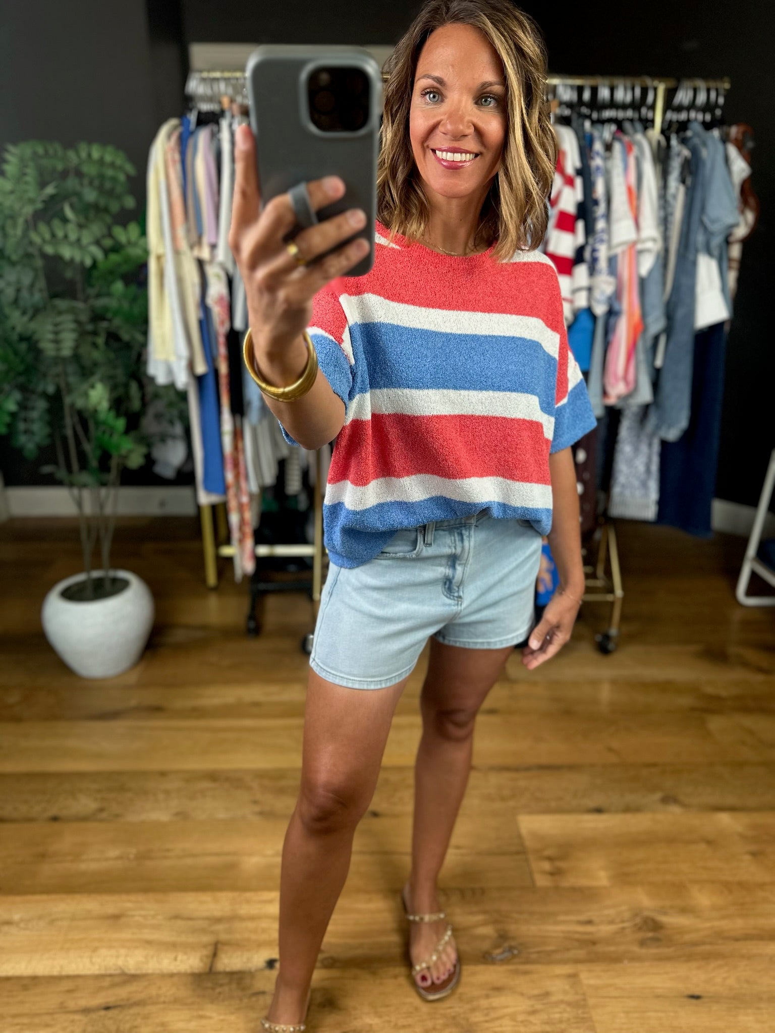 My Hero Striped Terry-Knit Top-Short Sleeves-Wishlist-Anna Kaytes Boutique, Women's Fashion Boutique in Grinnell, Iowa
