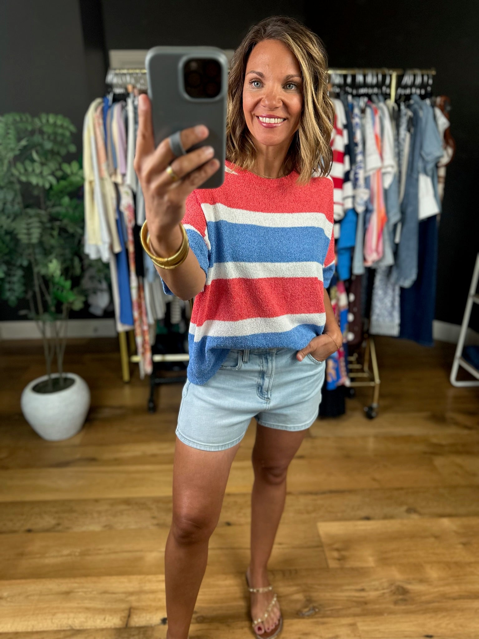 My Hero Striped Terry-Knit Top-Short Sleeves-Wishlist-Anna Kaytes Boutique, Women's Fashion Boutique in Grinnell, Iowa