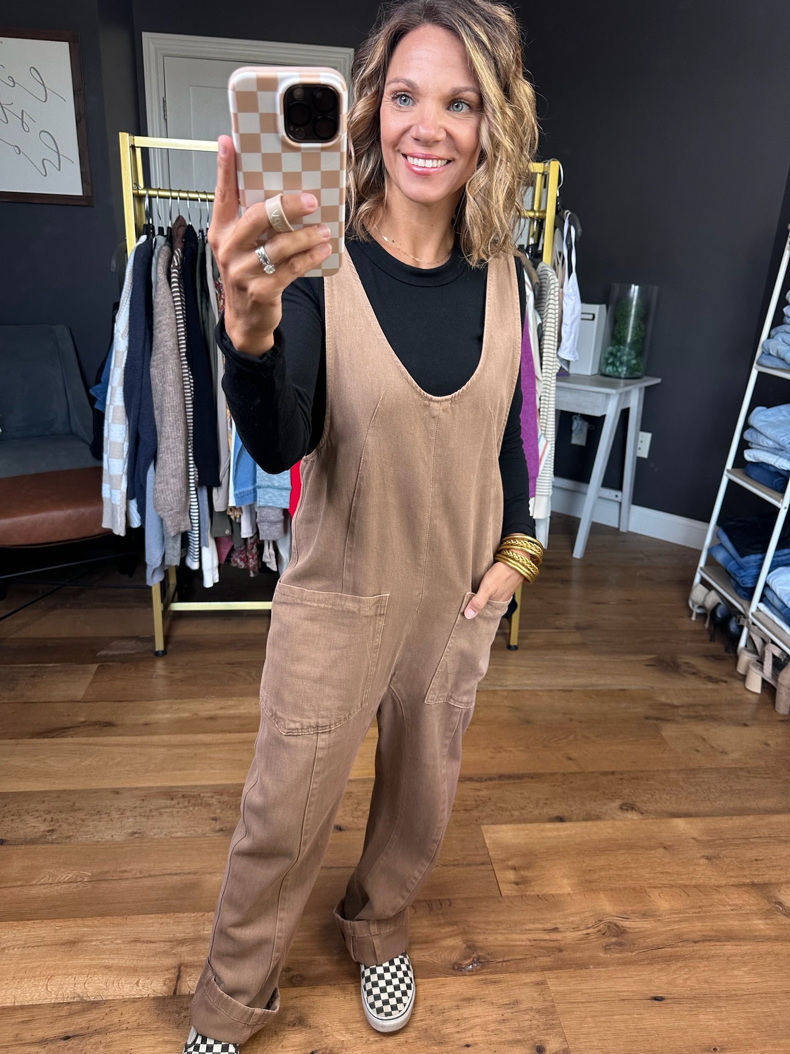 The Nina Pocket Jumpsuit - Mocha-Wishlist-Anna Kaytes Boutique, Women's Fashion Boutique in Grinnell, Iowa