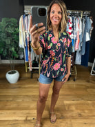 Stepping Away Floral Top-Short Sleeves-THML-Anna Kaytes Boutique, Women's Fashion Boutique in Grinnell, Iowa