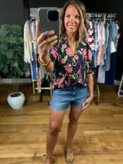 Stepping Away Floral Top-Short Sleeves-THML-Anna Kaytes Boutique, Women's Fashion Boutique in Grinnell, Iowa