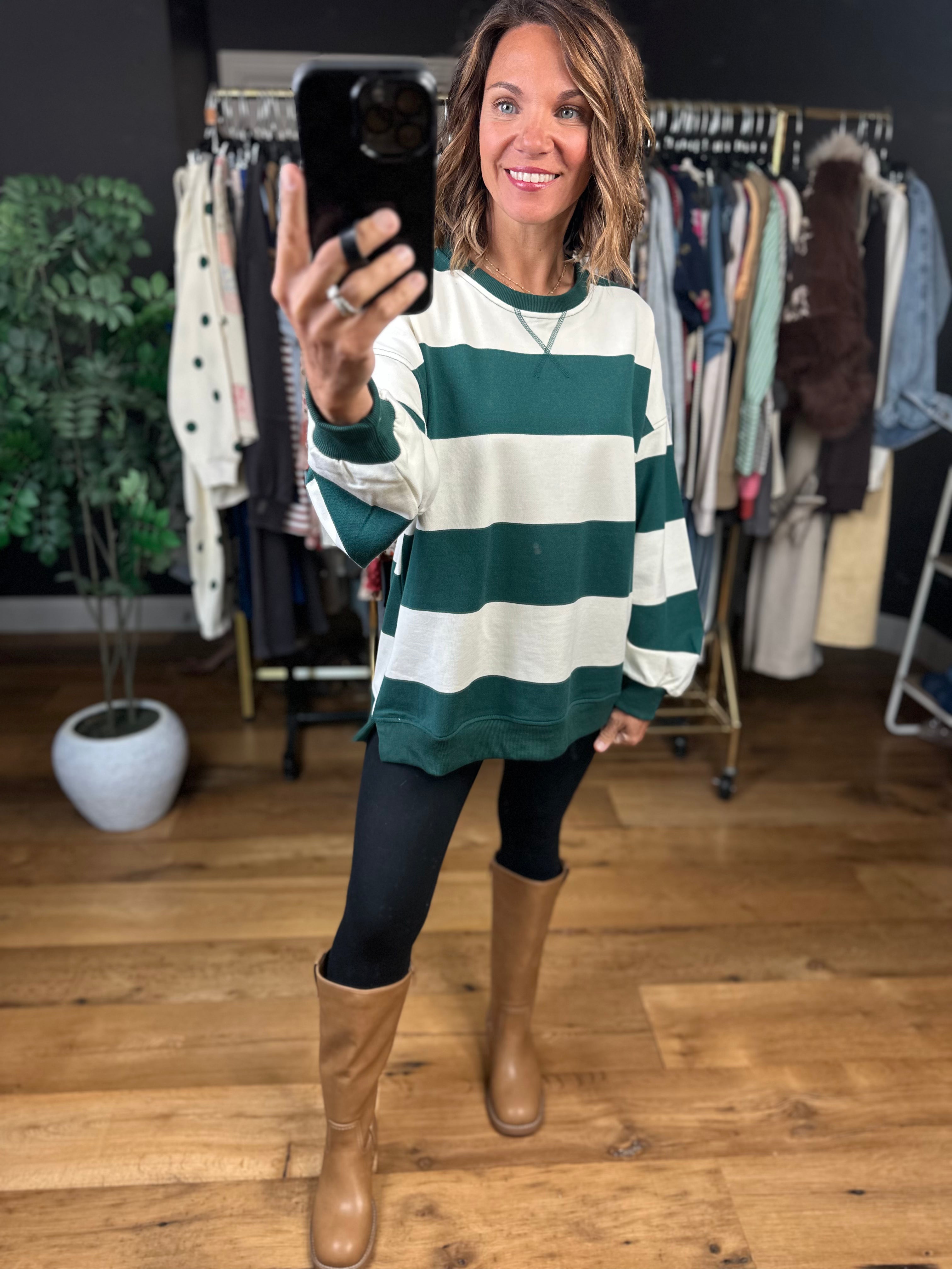 My Hero Oversized Wide Stripe Crewneck-Sweaters-JOA-Anna Kaytes Boutique, Women's Fashion Boutique in Grinnell, Iowa