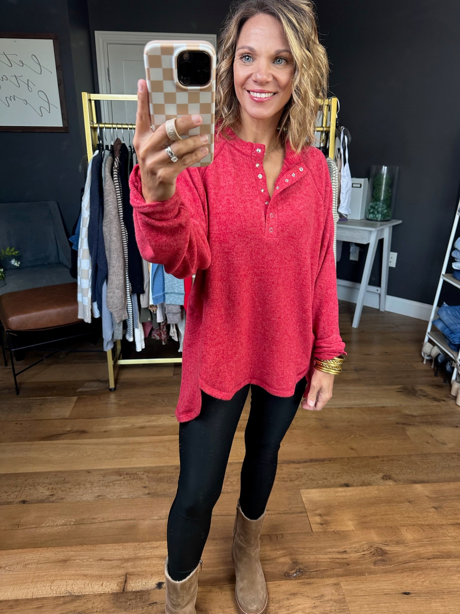 Back & Forth Brushed Fleece Henley - Multiple Options-Long Sleeves-Zenana HT-2321A-Anna Kaytes Boutique, Women's Fashion Boutique in Grinnell, Iowa