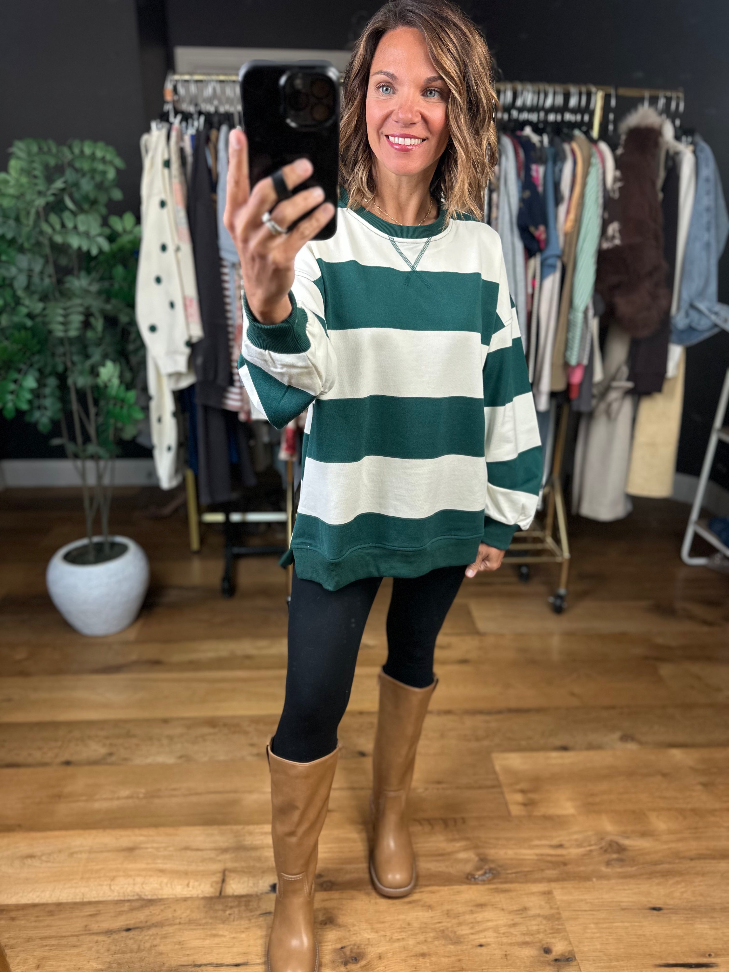 My Hero Oversized Wide Stripe Crewneck-Sweaters-JOA-Anna Kaytes Boutique, Women's Fashion Boutique in Grinnell, Iowa
